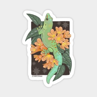 Madagascar Giant Day Gecko with Bush Lilies and Cebu Blue Pothos Magnet