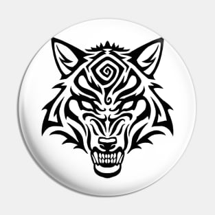 Tribal Wolf Snarl - Black Spiral Pin