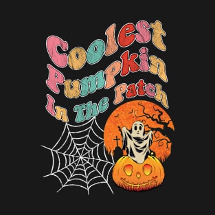 Coolest Pumpkin In The Patch Ghost Pumpkin Halloween Boys Men  T-Shirt T-Shirt