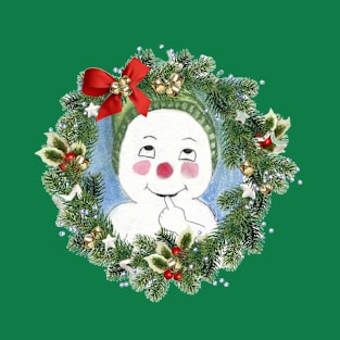 Jacques Frost Snowman Wreath Holiday Design T-Shirt