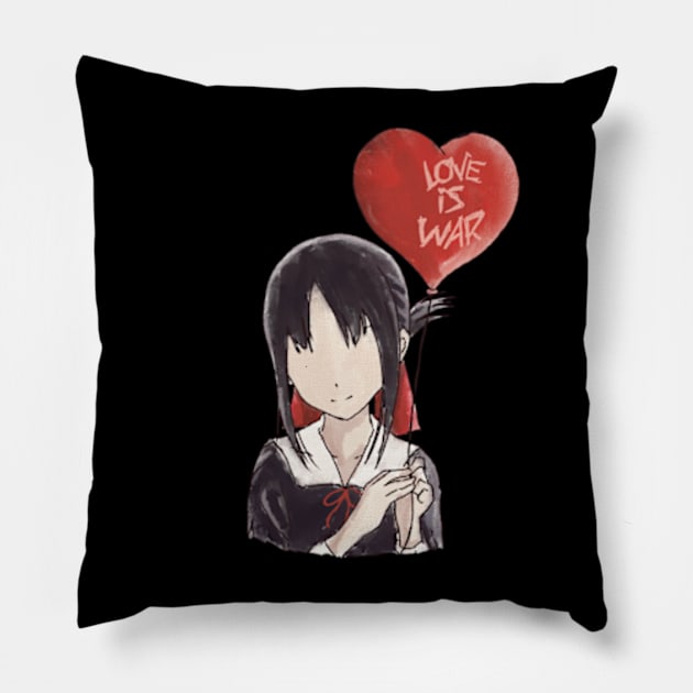 Kaguya sama Kaguya shinomiya holding a heart-shaped red balloon with text on it in an aesthetic watercolor art Pillow by Animangapoi