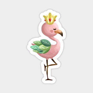 Flamingo with Greeny Leaf Wing Magnet