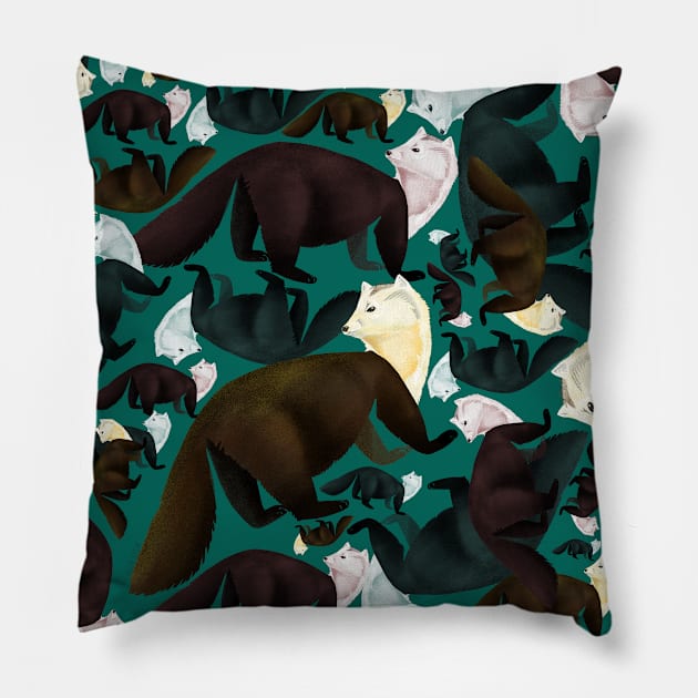 Marten like floral pattern the only fur you should wear #1 Pillow by belettelepink