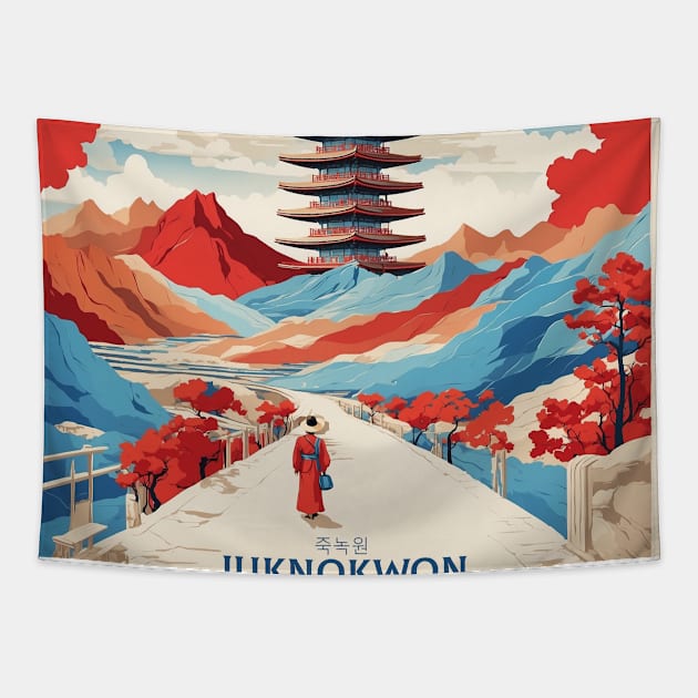 Juknokwon South Korea Travel Tourism Retro Vintage Tapestry by TravelersGems