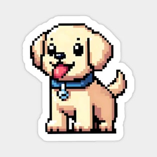 Cute golden labrador retriever as pixel art style illustration Magnet