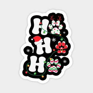 Ho Ho Ho Paw Print Christmas Lights Dog Lover Christmas Gift Magnet