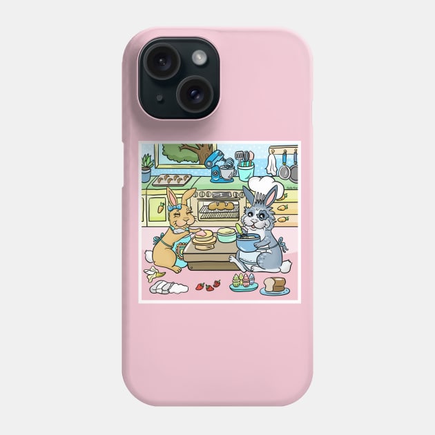 Bunny couple baking Phone Case by doodletokki