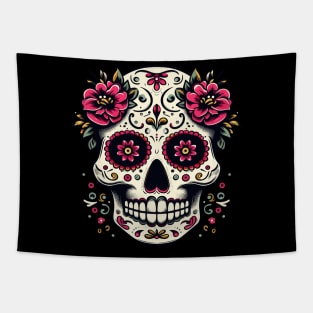 Dia de los muertos sugar skull flowers Tapestry