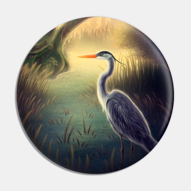 Great Blue Heron Pin by DoomedDreamer