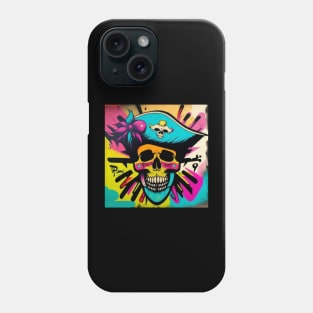 Pirate skull paint t- shirt Phone Case