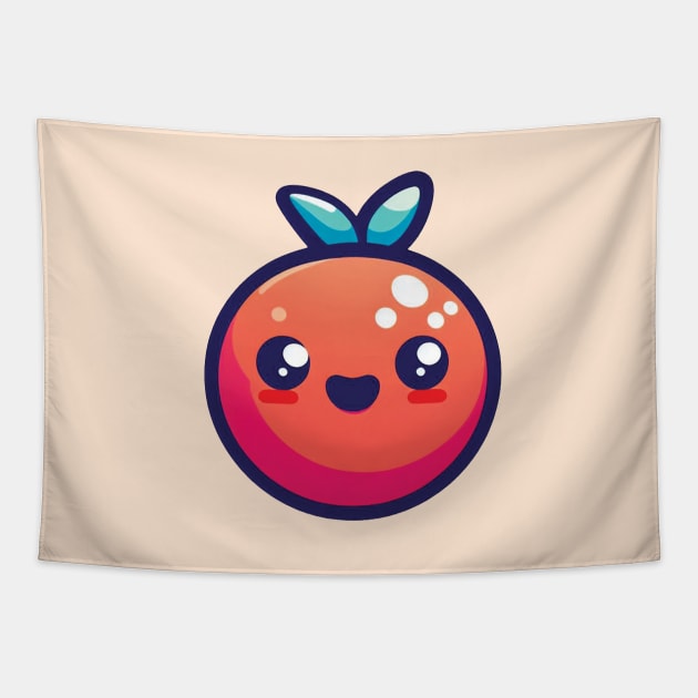 Cute Smiley Tomato Emoji Tapestry by blue-koala