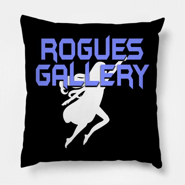 ROGUES GALLERY Female (White Silhouette) Pillow by Zombie Squad Clothing