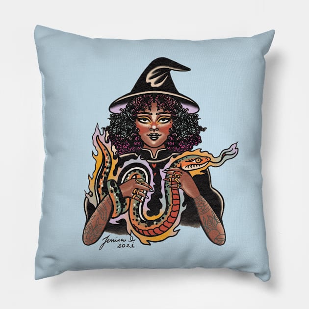 Curly witch 2 Pillow by ohjessica-o