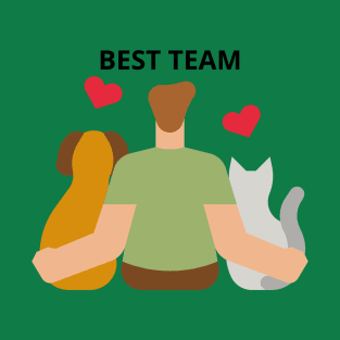 Cat, dog and man. T-Shirt