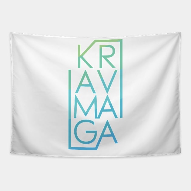 Krav Maga Blue Brick Lettering Tapestry by polliadesign