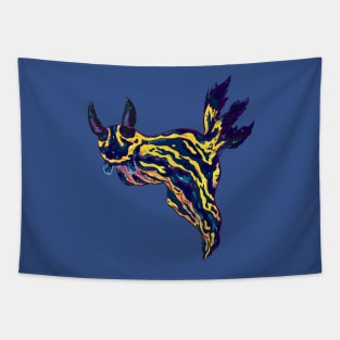 Navy and Gold Striped Nudibranch Tapestry