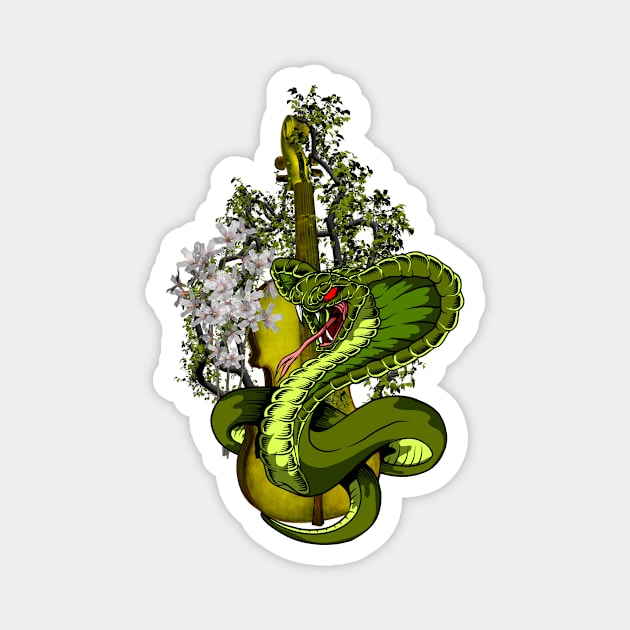 Wonderful violin with awesome snake and flowers Magnet by Nicky2342