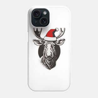 Christmas Moose with Santa Hat Phone Case