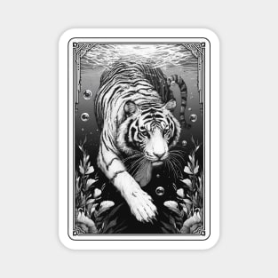 Monochromatic Tiger Diving Underwater Magnet