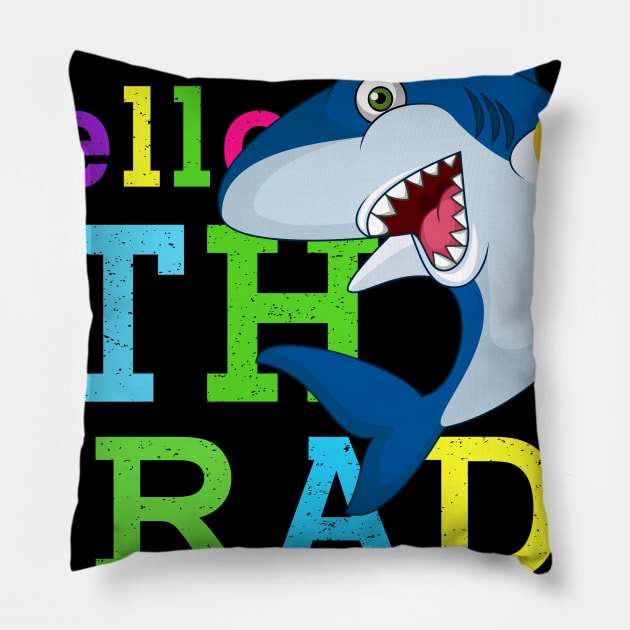 Shark Hello 7th Grade Tshirt Teachers Kids Back to school Gifts Pillow by kateeleone97023