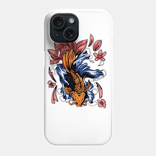 Japanese Koi Fish and Tattoo wave and Blossom Phone Case