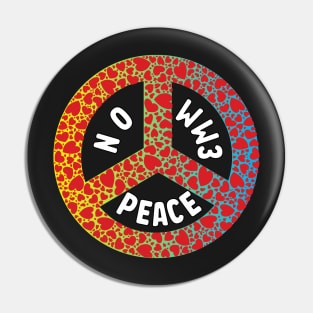 WW3 PRAYING FOR PEACE RED HEART PEACE SYMBOL DESIGN Pin