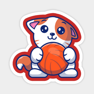 Cute Cat Playing Ball Cartoon (5) Magnet