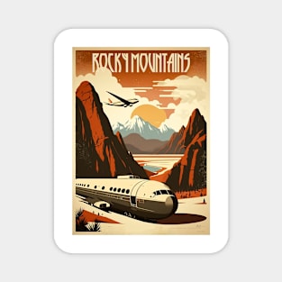 Rocky Mountains Train Vintage Travel Art Poster Magnet