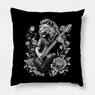 Lion Playing a Guitar Pillow