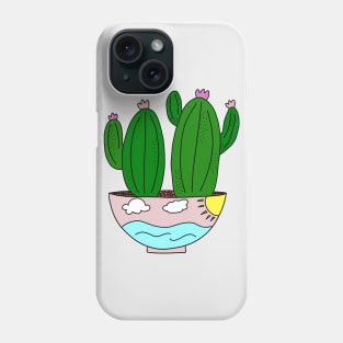 Cute Cactus Design #79: Sunny Cactus Ocean Phone Case