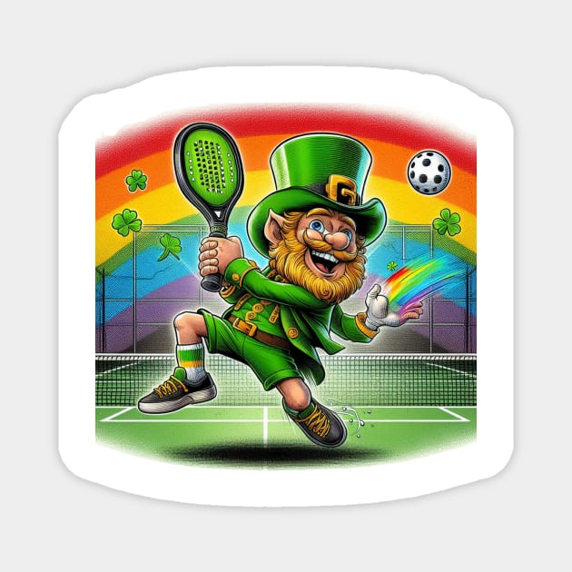 Leprechaun Playing Pickleball St Patrick's Day Magnet by Battlefoxx Living Earth