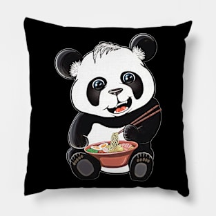 Panda bear,panda eats ramen,ramen lover,panda lover Pillow