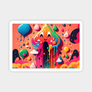 Psychedelic Paint Drip Rainbow Rain Clouds 1.2 Magnet