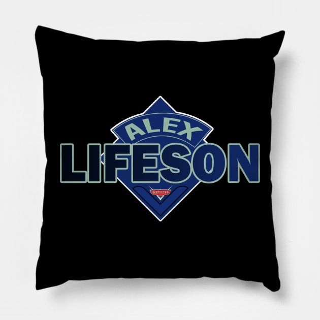 Rush - Alex Lifeson GeFilter - Doctor Who Style Logo Pillow by RetroZest