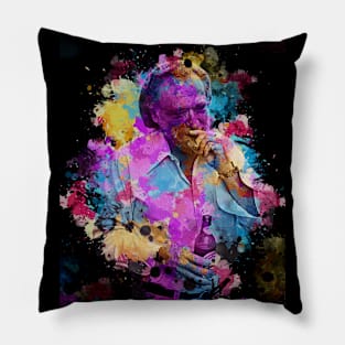 Charles Bukowski ~ Watercolor Illustration Pillow