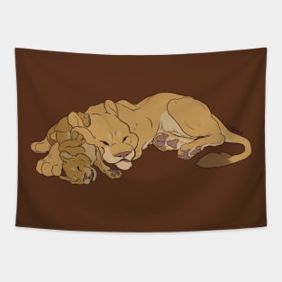 Lion snuggles Tapestry