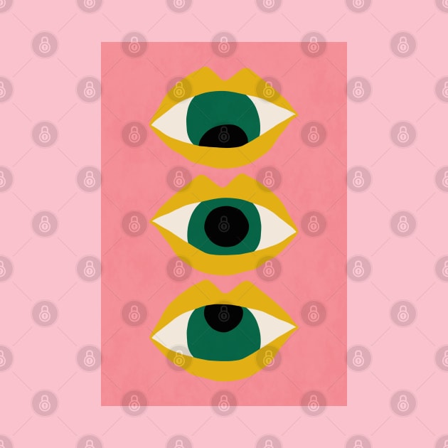 Colorful Bold Pop-Art Style Eyeballs Illustration | yellow pink black green| by ManoTakako