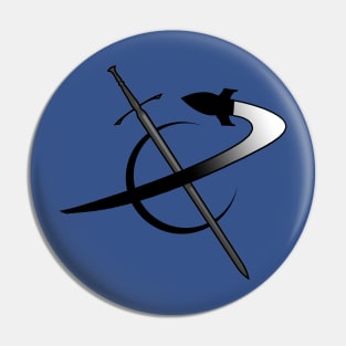 Science Fictionary Ship & Sword Logo Pin