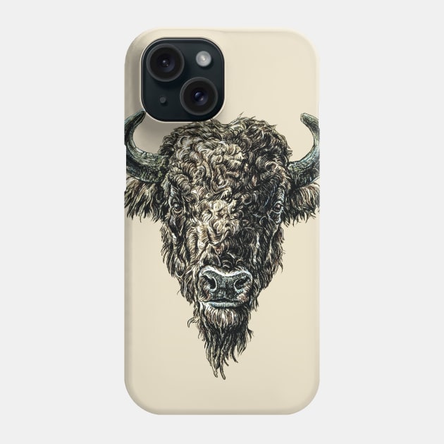 Bison head Phone Case by SakalDesign