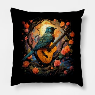 American Robin Playing Guitar Pillow