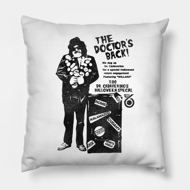 Cadaverino Horror Movie Host WITI 6 Milwaukee Pillow by darklordpug