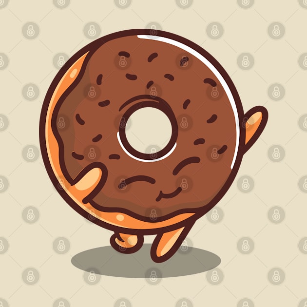 Happy Kawaii Donut Dancing Cute Funny Kawaii Food Brown by AstroWolfStudio