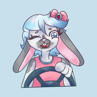 Cute Bunny Girl Driving Design T-Shirt