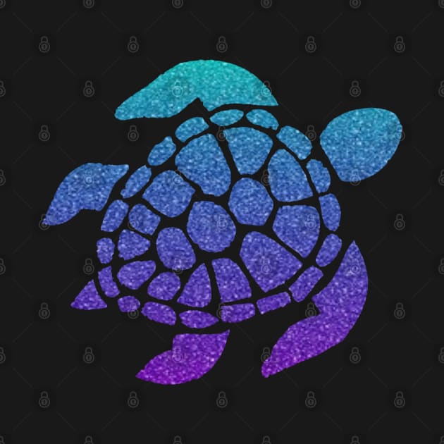 Bright Purple Blue Teal Ombre Faux Glitter Turtle by Felicity-K