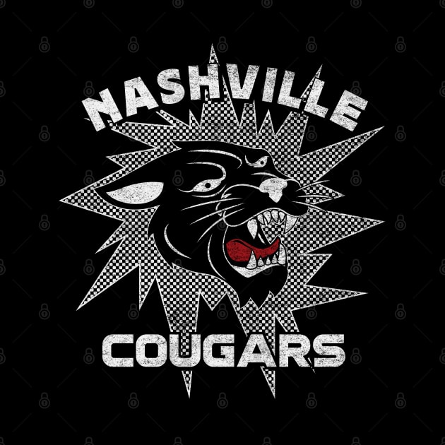 Nashville Cougars Retro Team 1970's Style Black and White Design by SunGraphicsLab