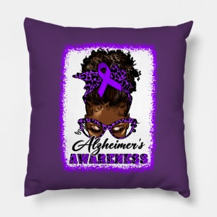 Messy Bun Afro Hair Alzheimer's Awareness Black Women Girls Pillow