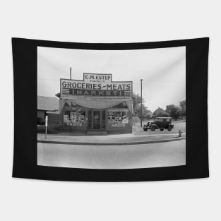 Grocery Store, 1938. Vintage Photo Tapestry