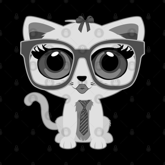 Kitten Nerd - Grey by adamzworld