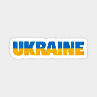 ukraine text with ukranian flag colors Magnet