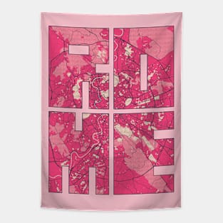 Rome, Italy City Map Typography - Blossom Tapestry